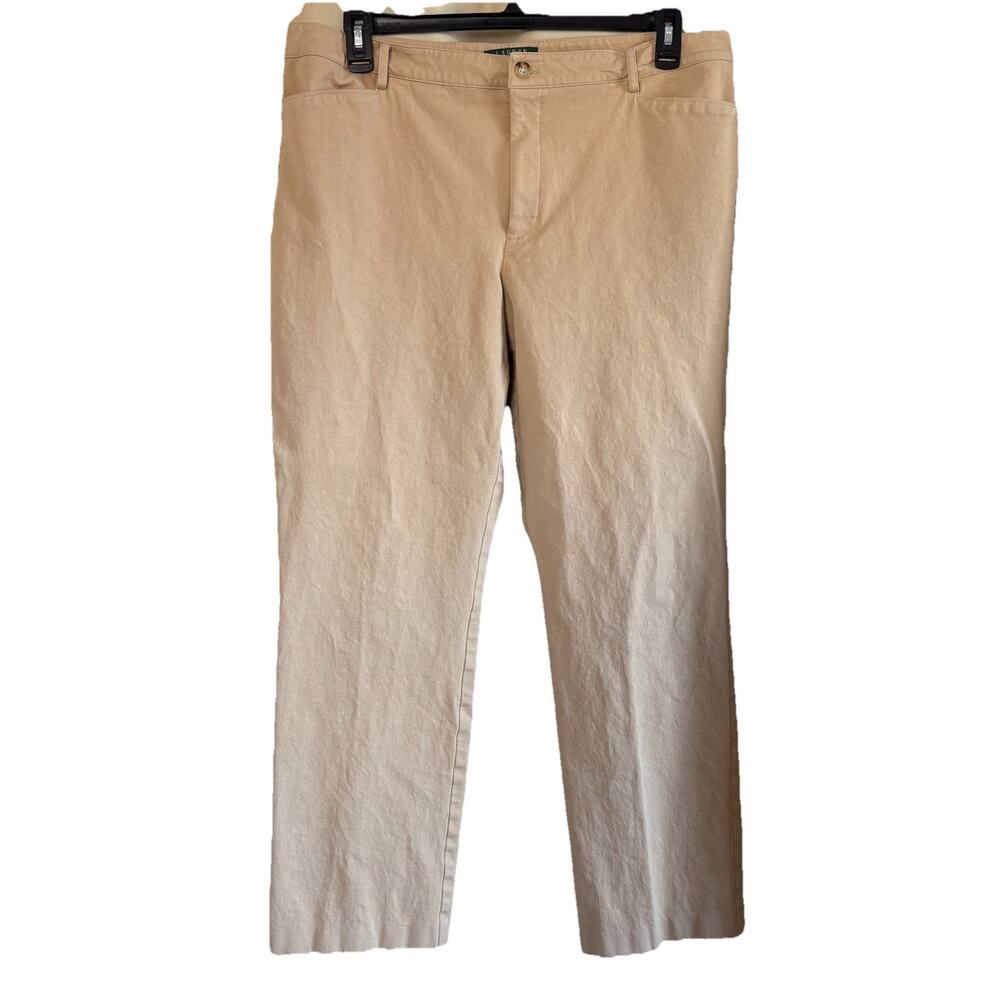 Lauren Ralph Lauren Pants Women's Size 16 Catlin Stretch Khaki Straight Leg